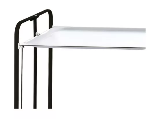 Chariot pliant à roulettes, table pliante roulante - Structure métallique noire, 2 niveaux en stratifié blanc - 72*66*43 cm - BAUHAUS