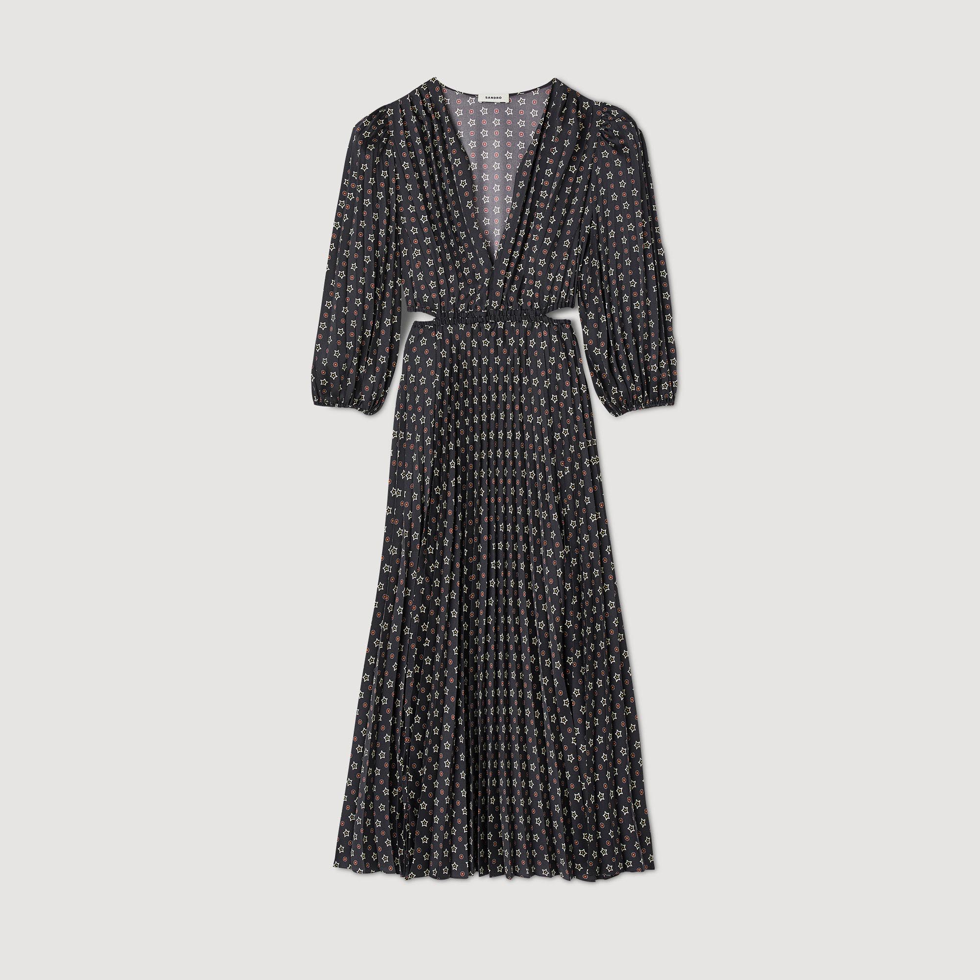 Robe longue plissee imprimee