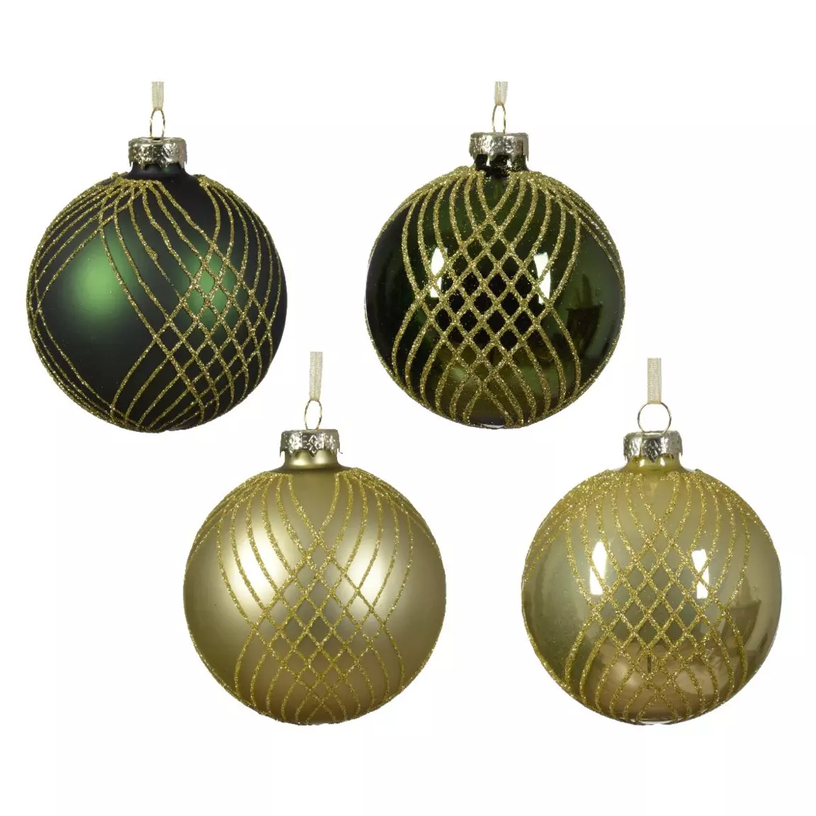 Lot de 12 boules de Noël (D80 mm) en verre Jody Pistache