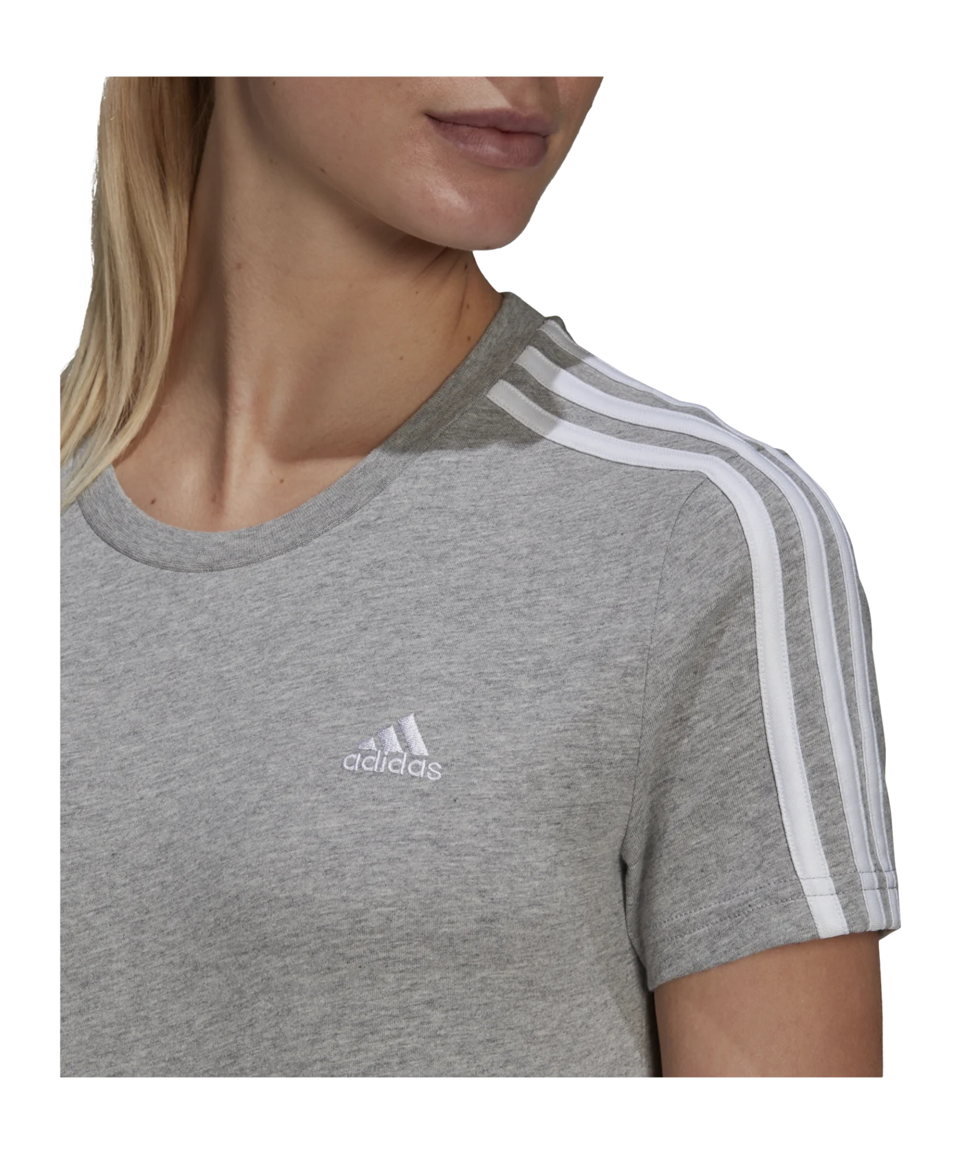 adidas Essentials Slim T-Shirt Damen Grau Weiss