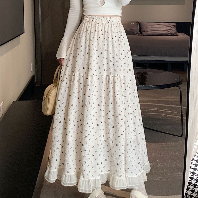 Metticus - Maxi A-lijn rok met hoge taille en bloemenprint