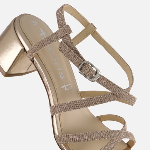Tamaris Sandalen met hak goud Textiel
