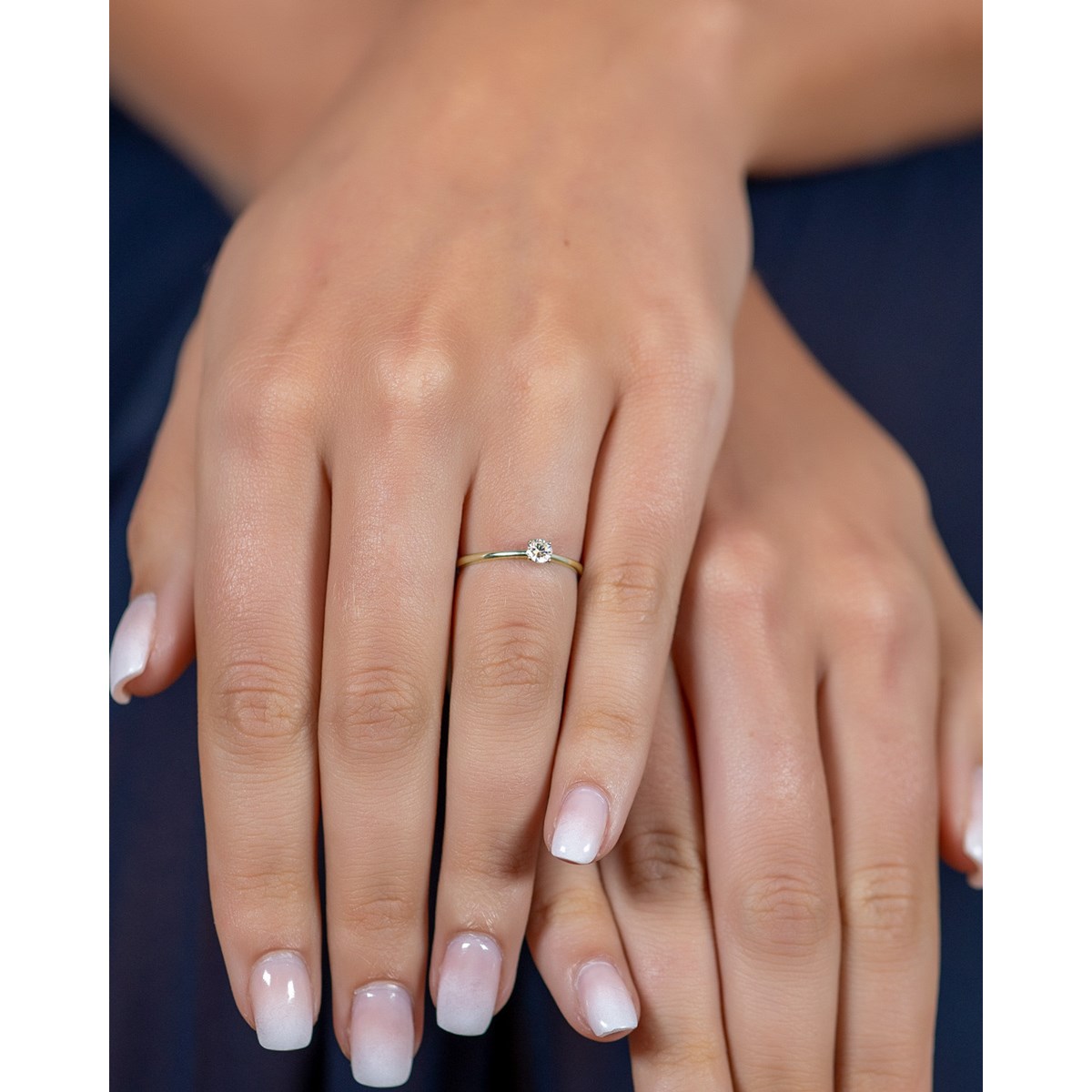 Bague ADEN Solitaire Or Jaune Diamants 1.59grs