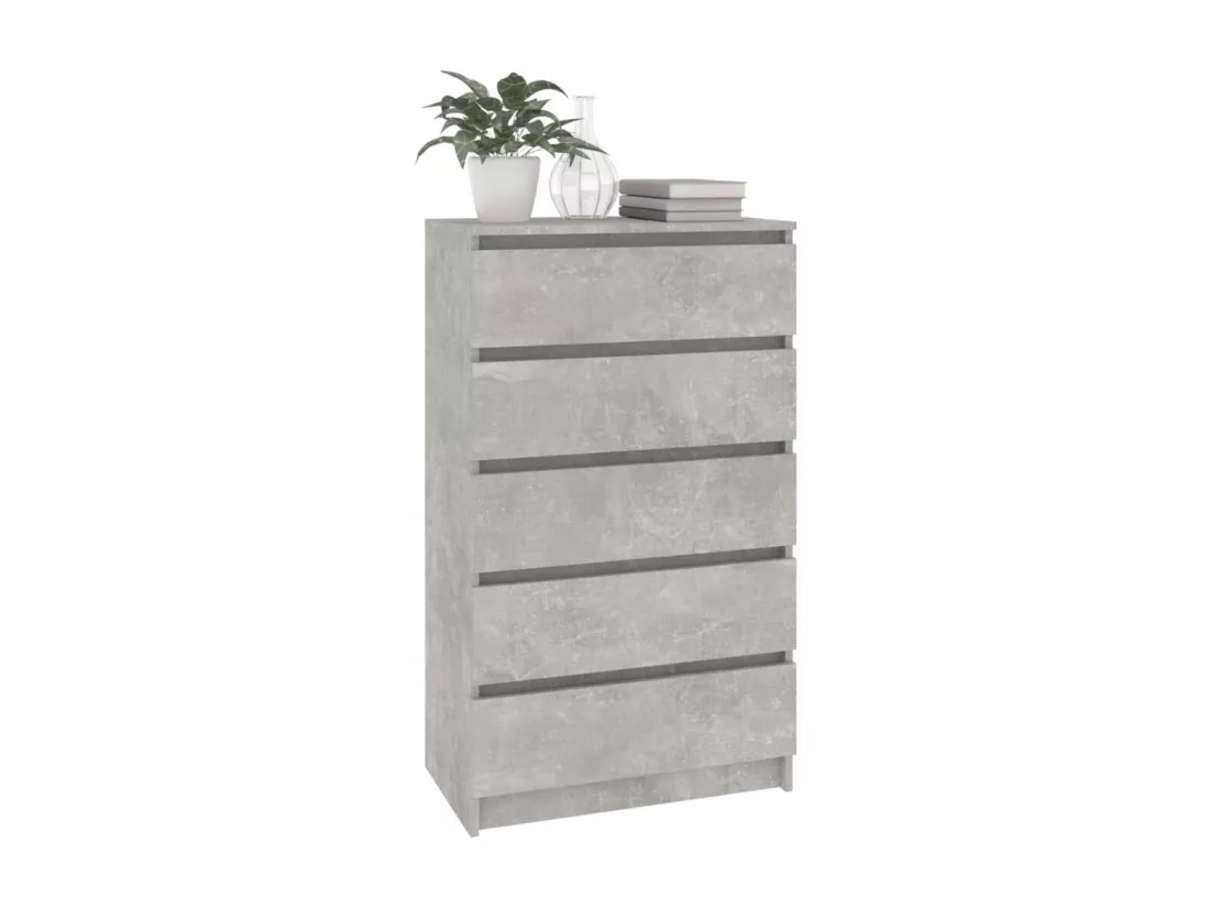 Commode Gris béton 60x36x103 cm Bois d'ingénierie