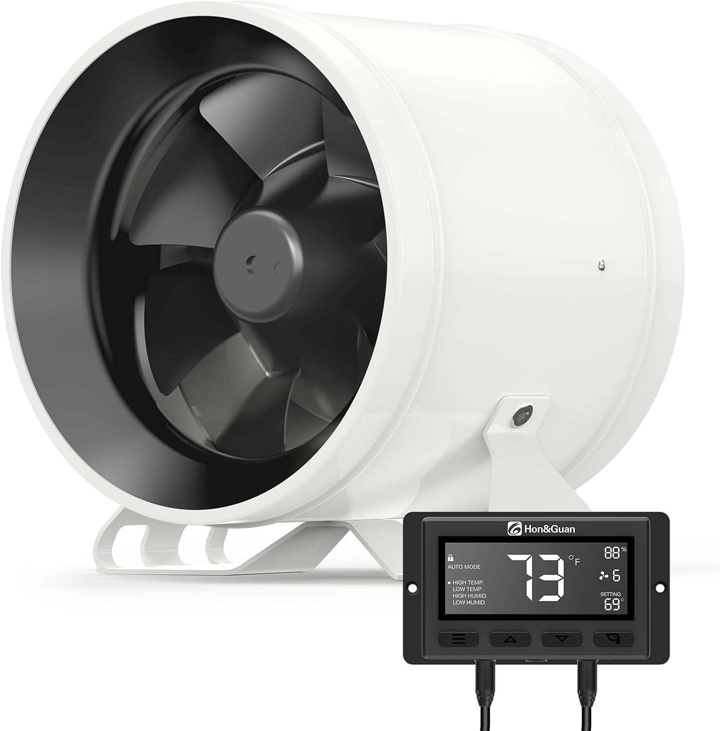 Hon&Guan HI-PE 150mm Rohrventilator mit Intelligente Kontroller Super Luftmenge 689m³/h Fortschrittlicher EC-Motor Geräuscharm Rohrlüfter für Growzelt Gewächshaus Garage Küche Belüftung