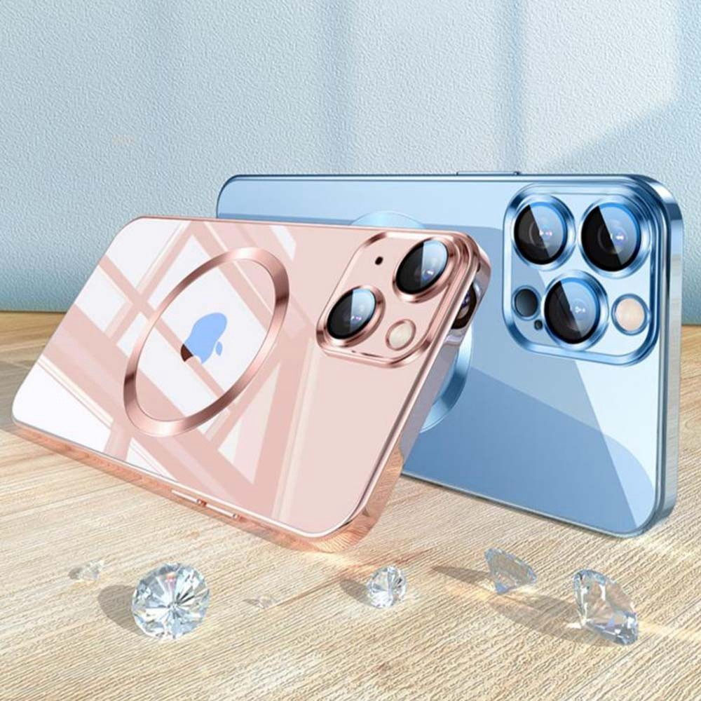 iPhone 13 Pro MagSafe Gummi Case Hülle mit Acryl Kameraglasschutz - Gold / Transparent