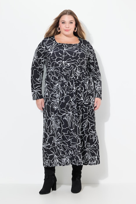 Jerseykleid, A-Linie, Carree-Ausschnitt, Langarm, Taschen