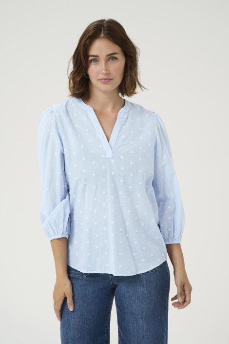 Kaffe blauwe dames blouse