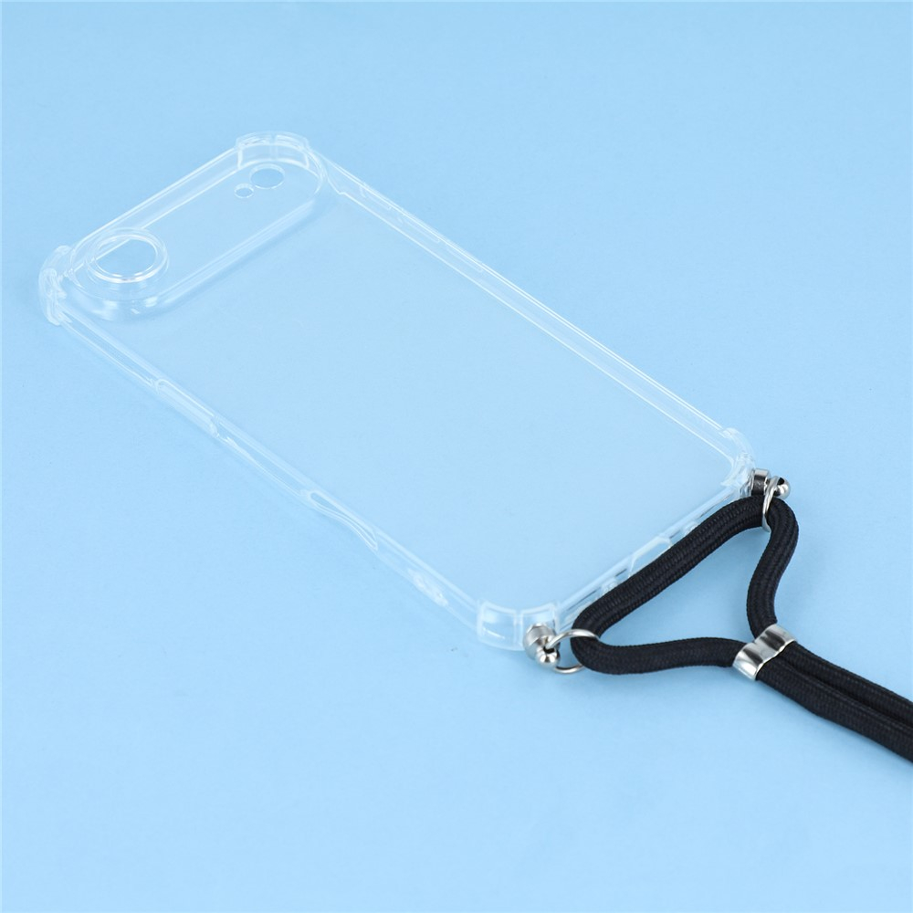 iPhone Air Necklace Gummi Hülle Air Cushion Fallschutz   Handykette (140cm) - Schwarz / Silber