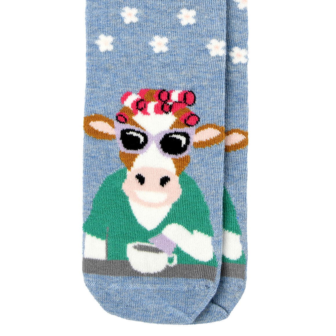 Gina Benotti 1 Paar Damen Socken mit Kuh-Motiv hellblau