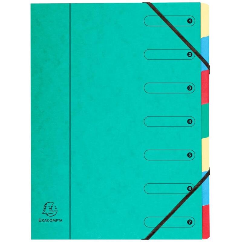 Trieur Harmonika fenêtres imprimées Véritable carte lustrée 7 compartiments - Couleurs assorties