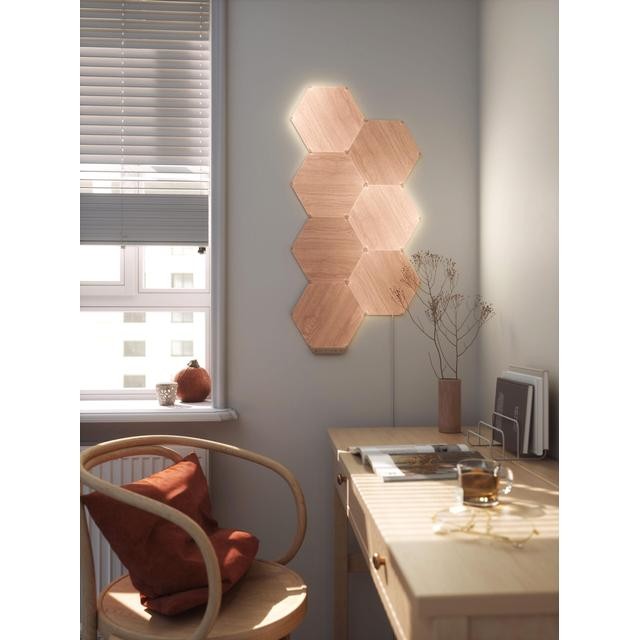 Nanoleaf - Elements - Wood Look Hexagons Starter Kit- 7 Panels
