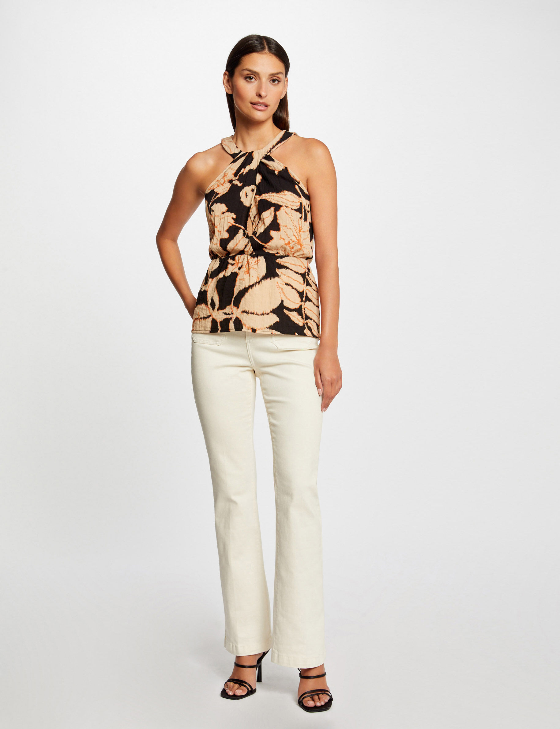 Blouse sans manches imprimé végétal multico femme - multico