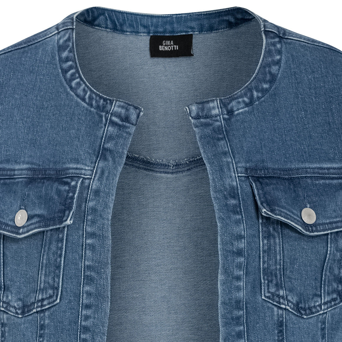 Gina Benotti Damen Jeansjacke ohne Verschluss blau