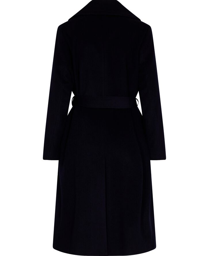 Sand Cashmere Coat W - Clareta Belt Midi Blå
