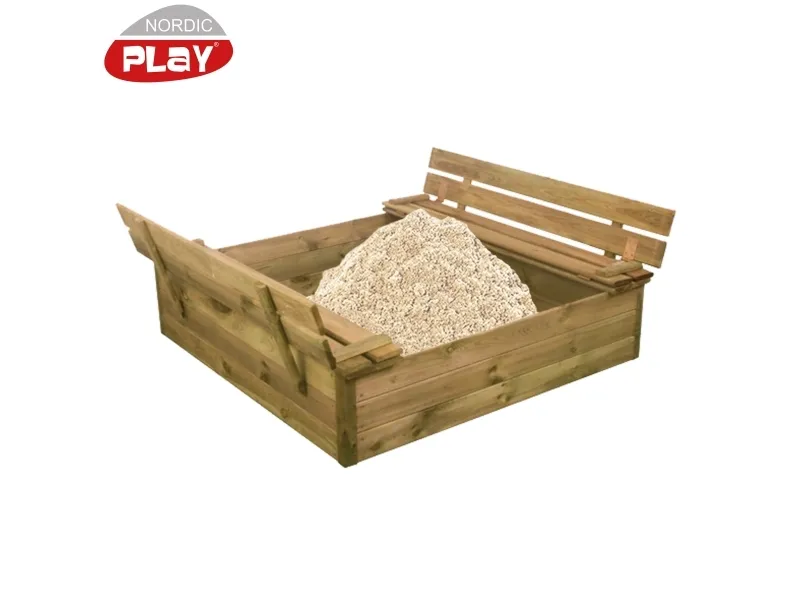 NORDIC PLAY Sandkasse med bænk og låg 120 x 120 cm trykmp. inkl. 240 kg sand (805-733)