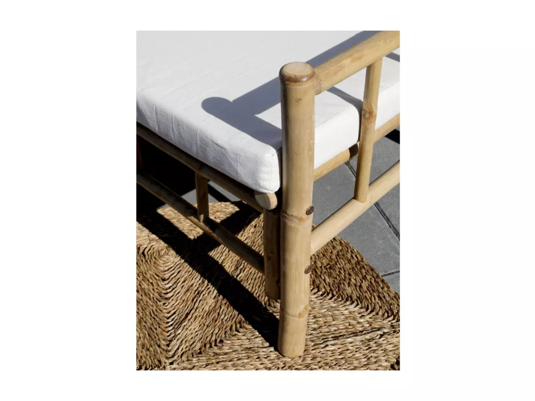 Canapé en bambou avec coussin marron 130 x 72 x 80 cm