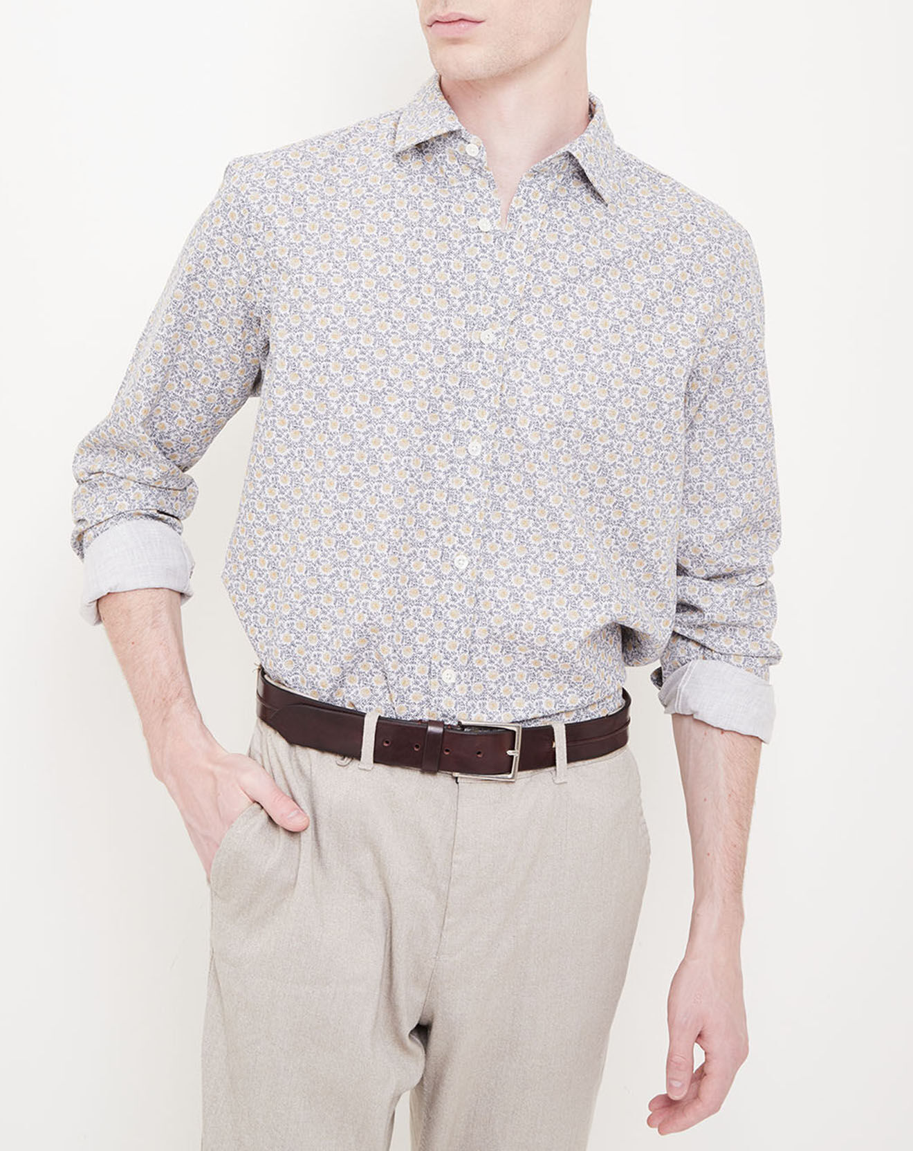 Hartford Chemise Slim Fit Sammy imprimée beige/bleu/jaune