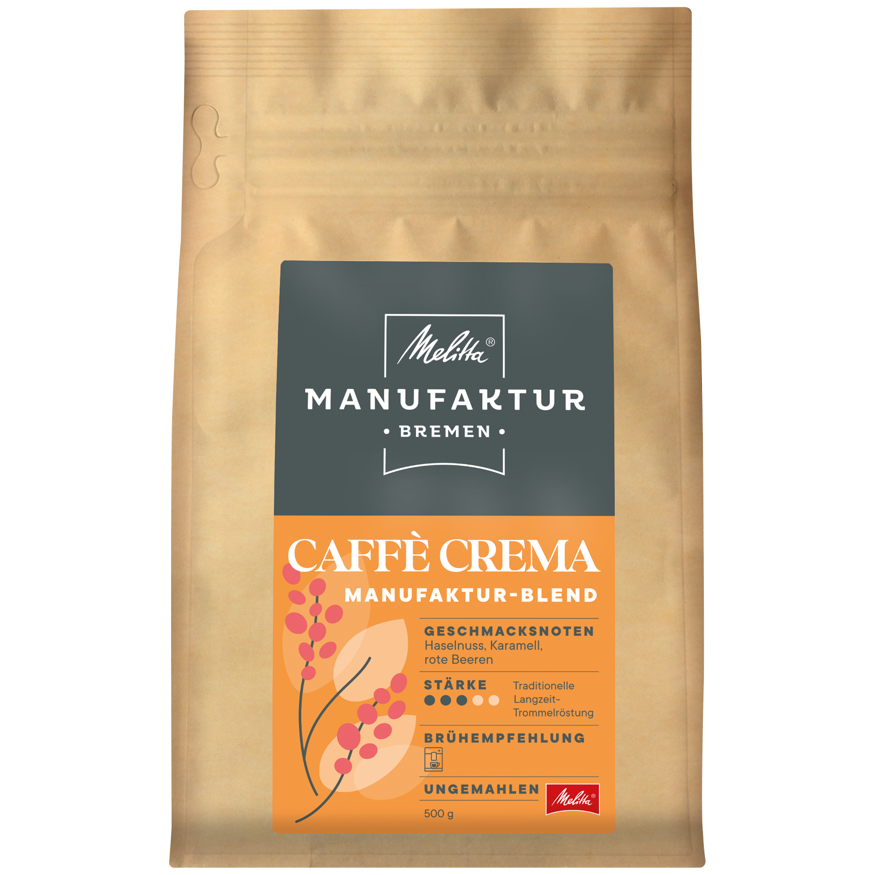 Melitta® Manufaktur-Kaffee Caffè Crema|Kaffeebohnen 500g