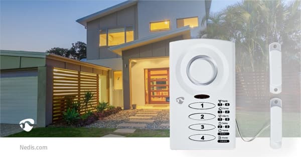Dør Vindu Alarm | Batteri drevet | 3x AAA/LR03 | 85 dB | Hvit