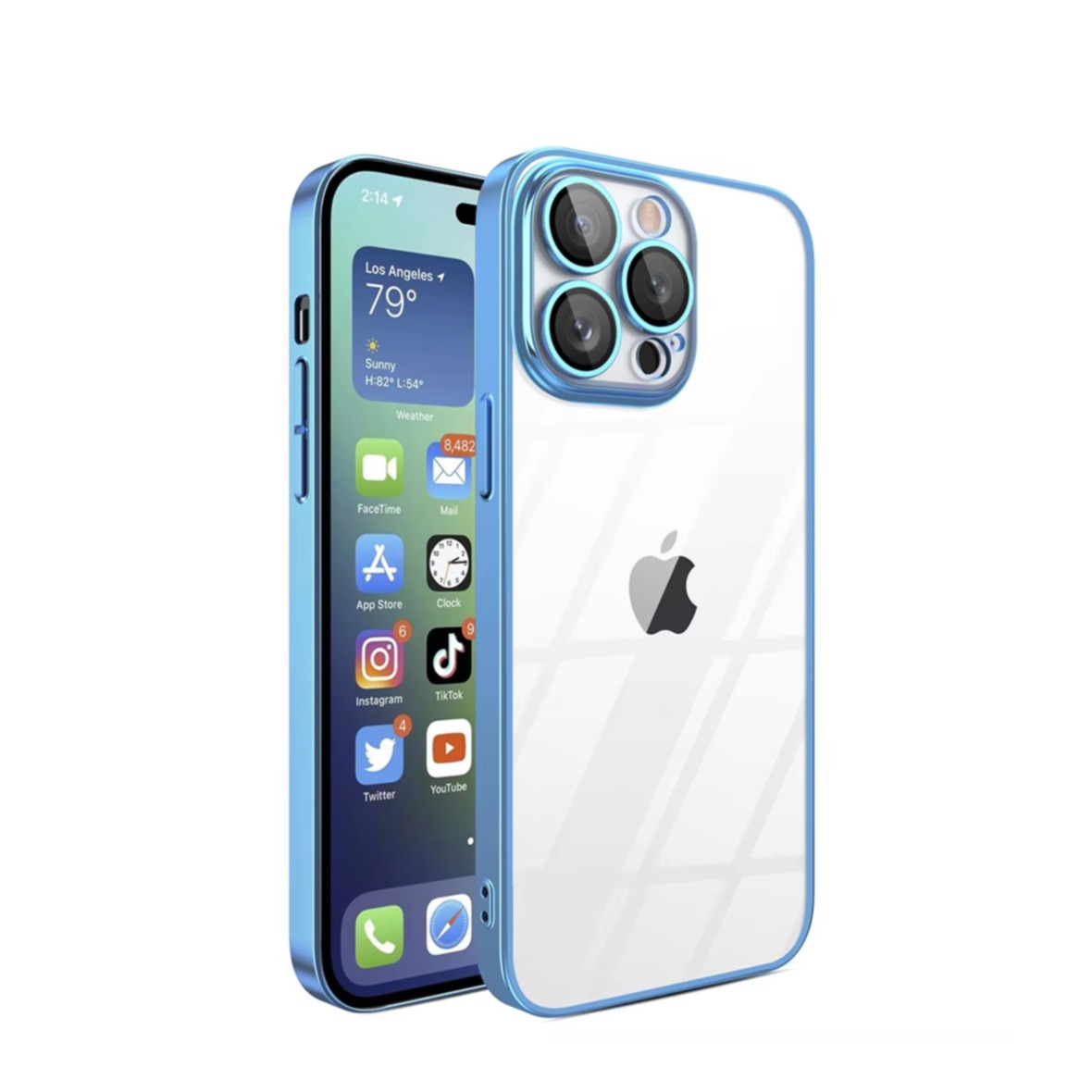 iPhone 13 Silikon Case Hülle mit Kameraglasschutz - Blau / Transparent