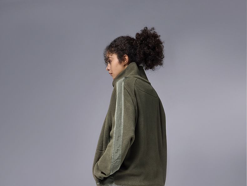 Newin - Unisex fleece sweatshirt met halve rits en opstaande kraag