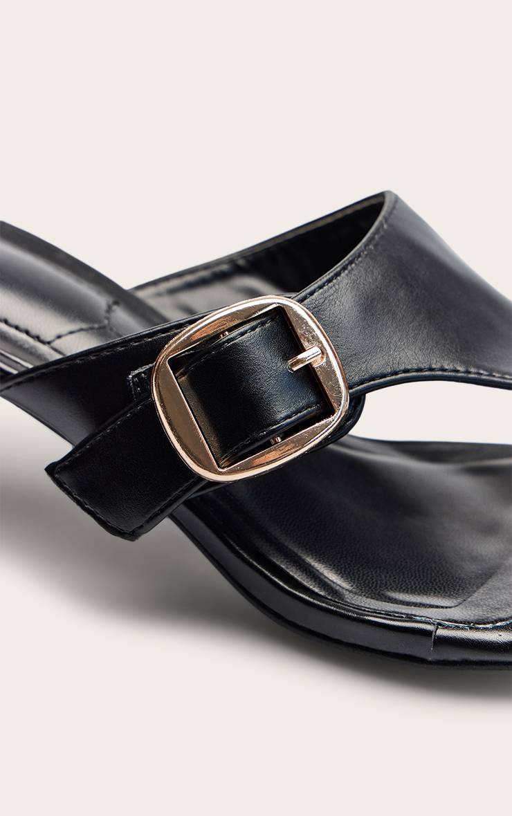 Noir Mules À Bride Entre-orteils Et Petit Talon Avec Boucle