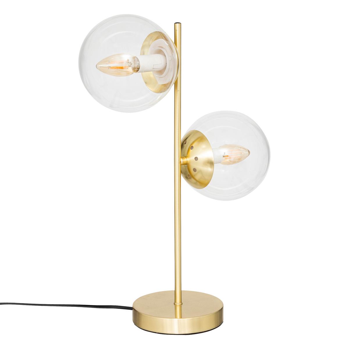 LAMPE DROITE VERRE COL DORE H.50CM