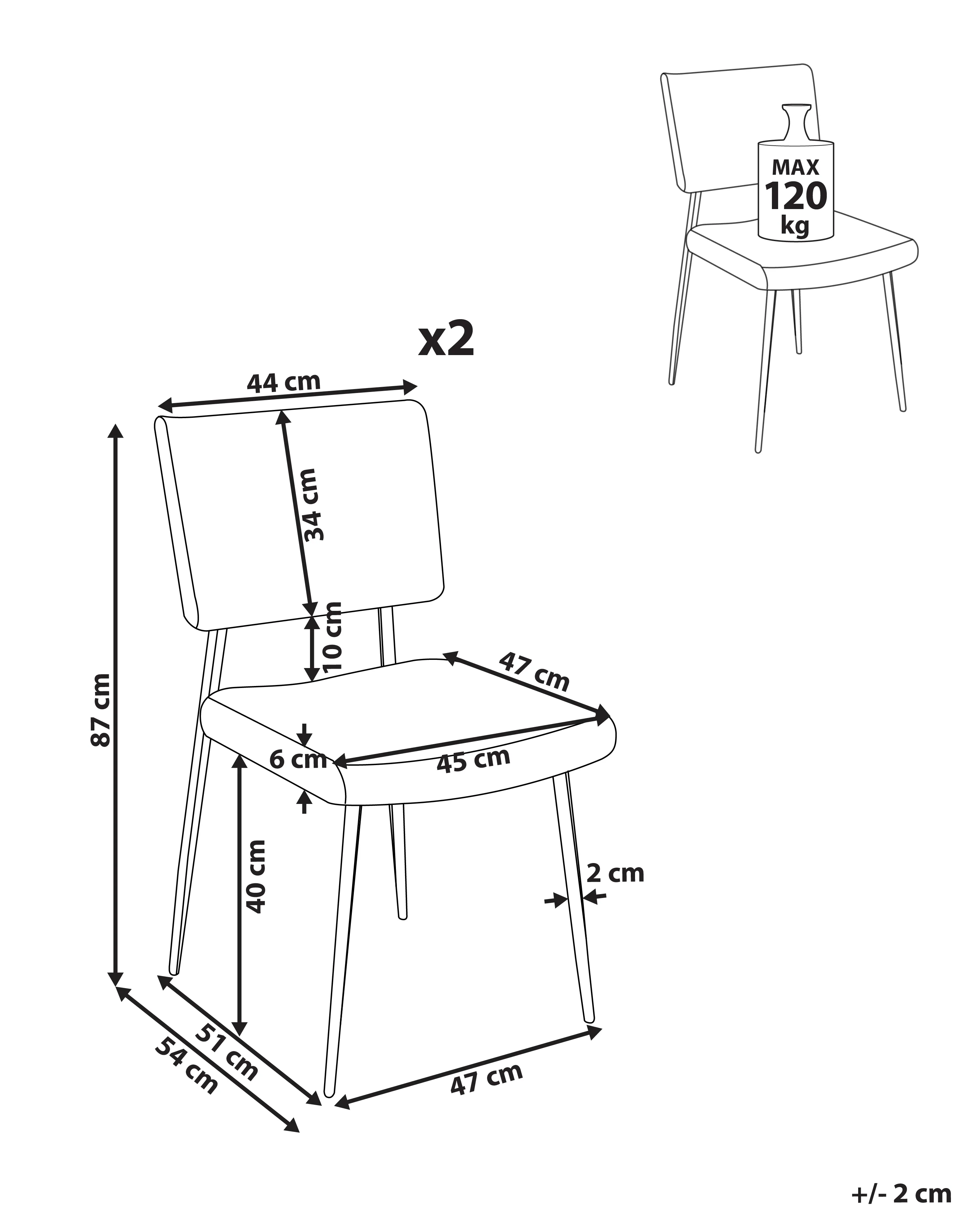Set van 2 eetkamerstoelen STURGIS Corduroy Gebroken wit