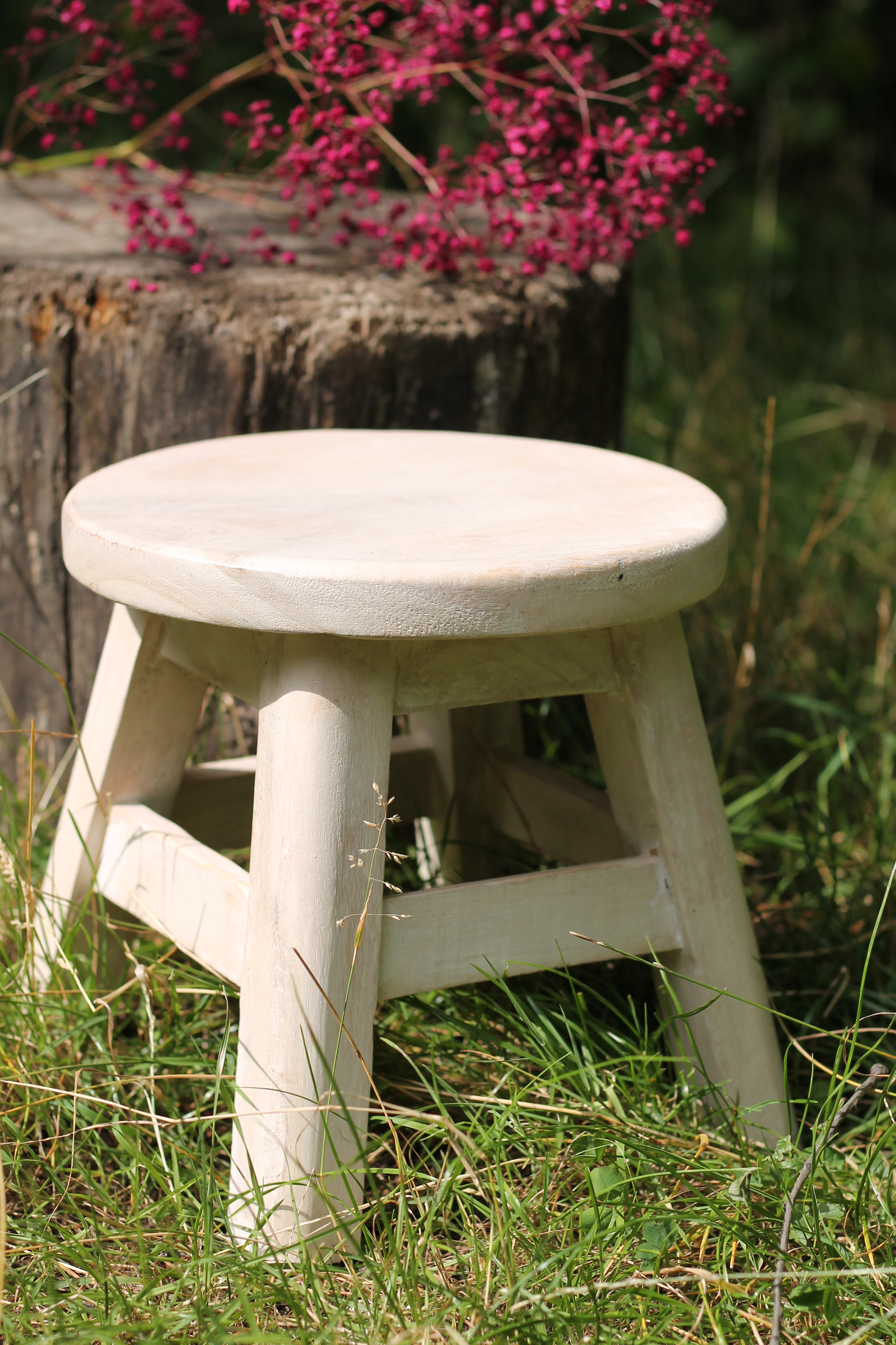 Hocker natur-weiß, Ø 25 cm, H 25 cm von fischer's lagerhaus