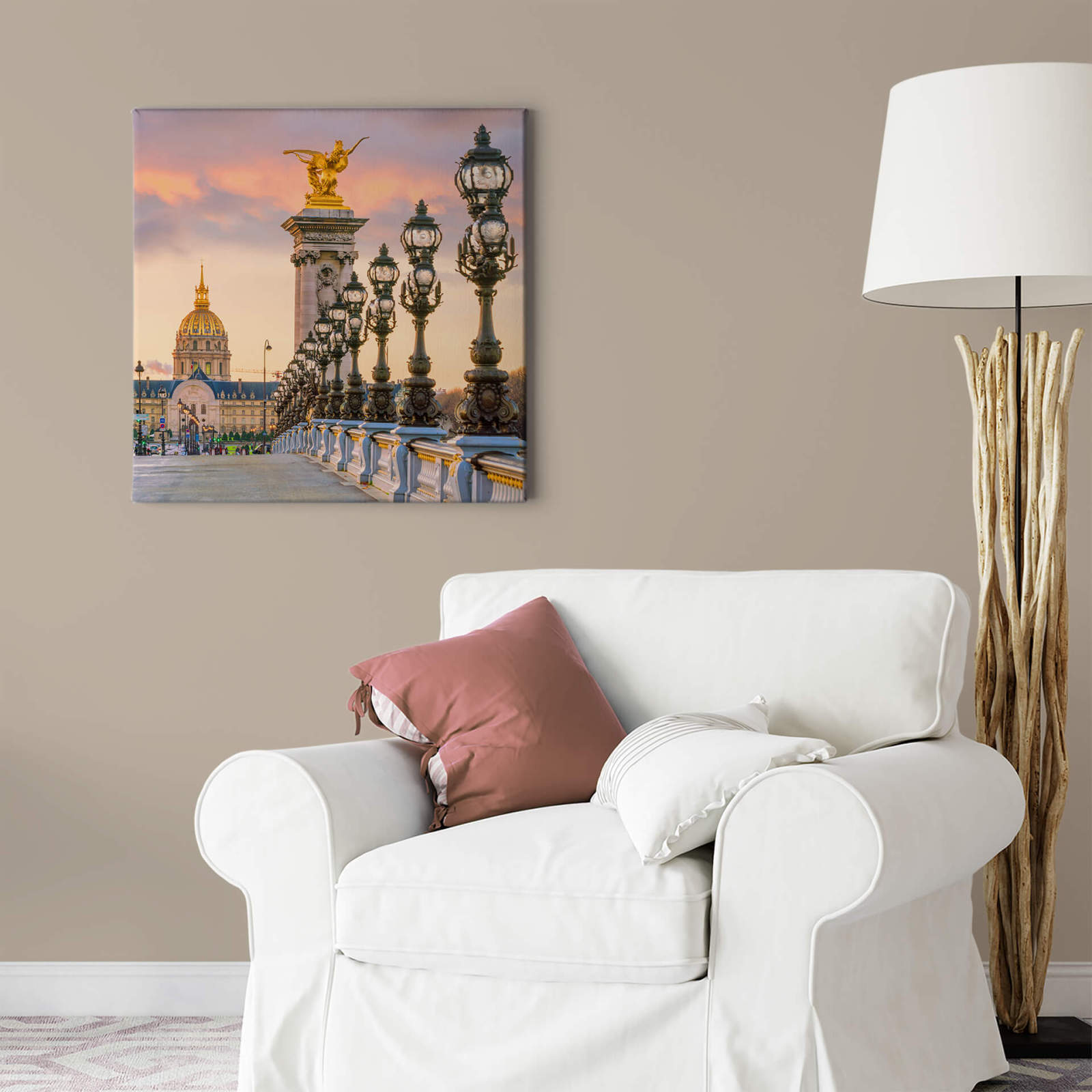 Leinwandbild PONT ALEXANDRE - beige-gold - 50x50 cm