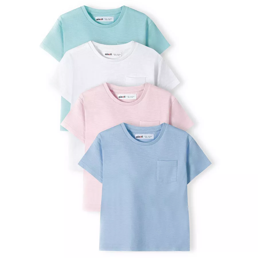 MINOTI 4er-Pack T-Shirts WeißRosaBlauMintgrün