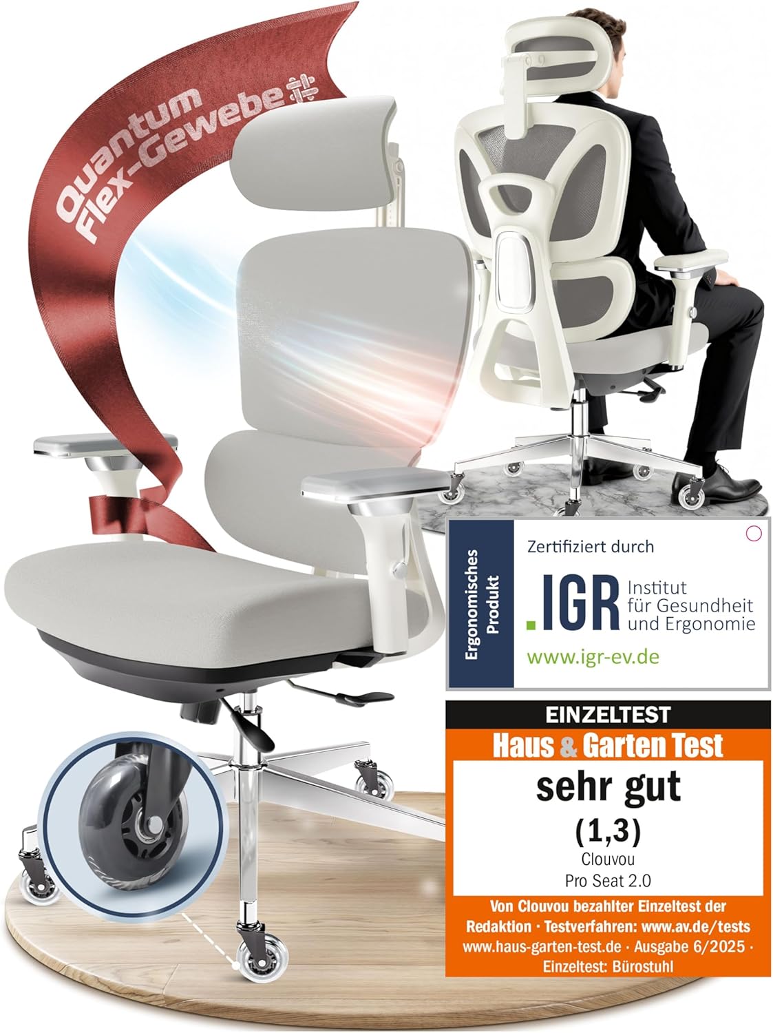 ProSeat Bürostuhl Ergonomisch [TESTSIEGER] Schreibtischstuhl 100% individuell einstellbar | Büro Stuhl & Gaming Stuhl | Computerstuhl Home Office Chair Ergonomic | Drehstuhl 150 kg