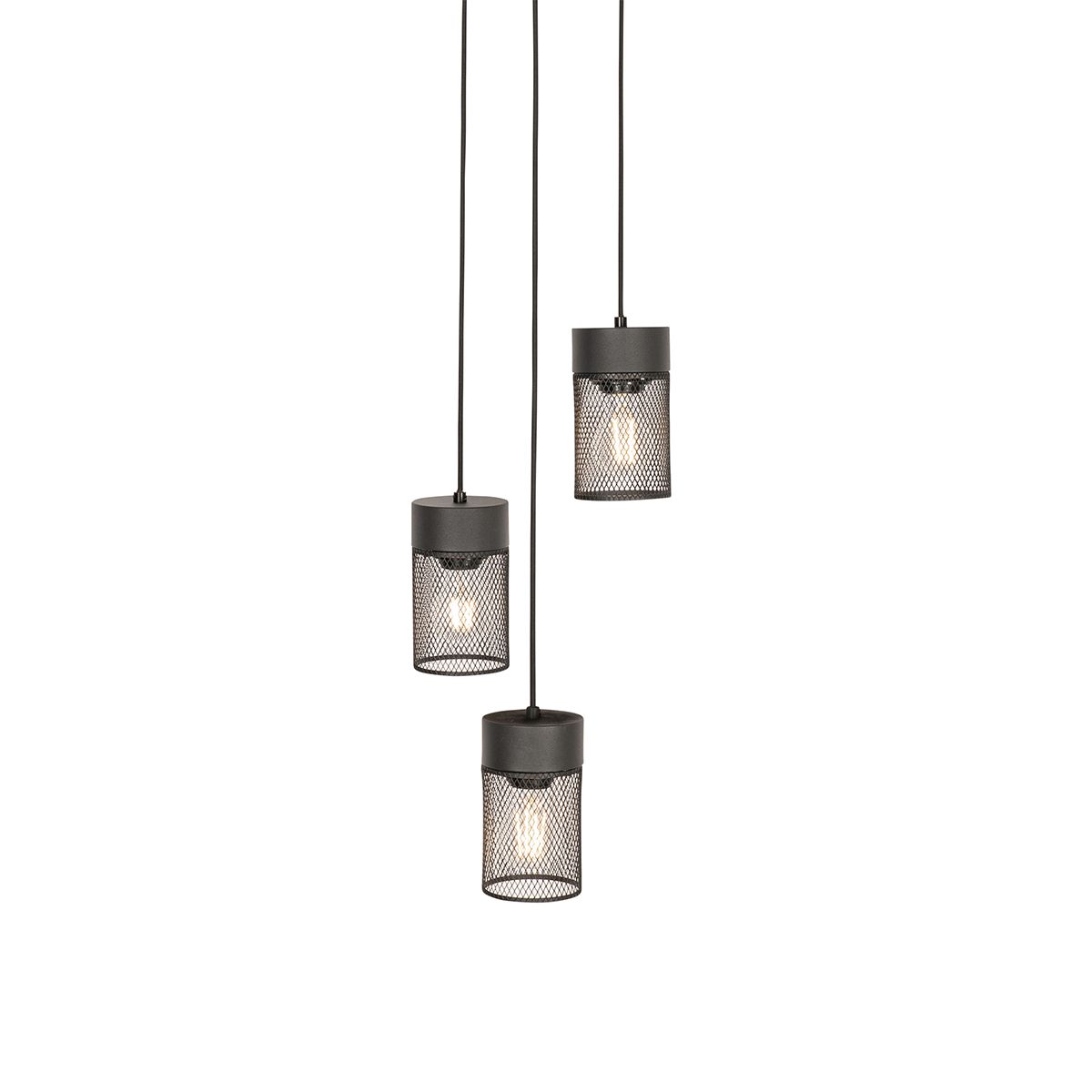 Industriële hanglamp zwart 3-lichts - Jim