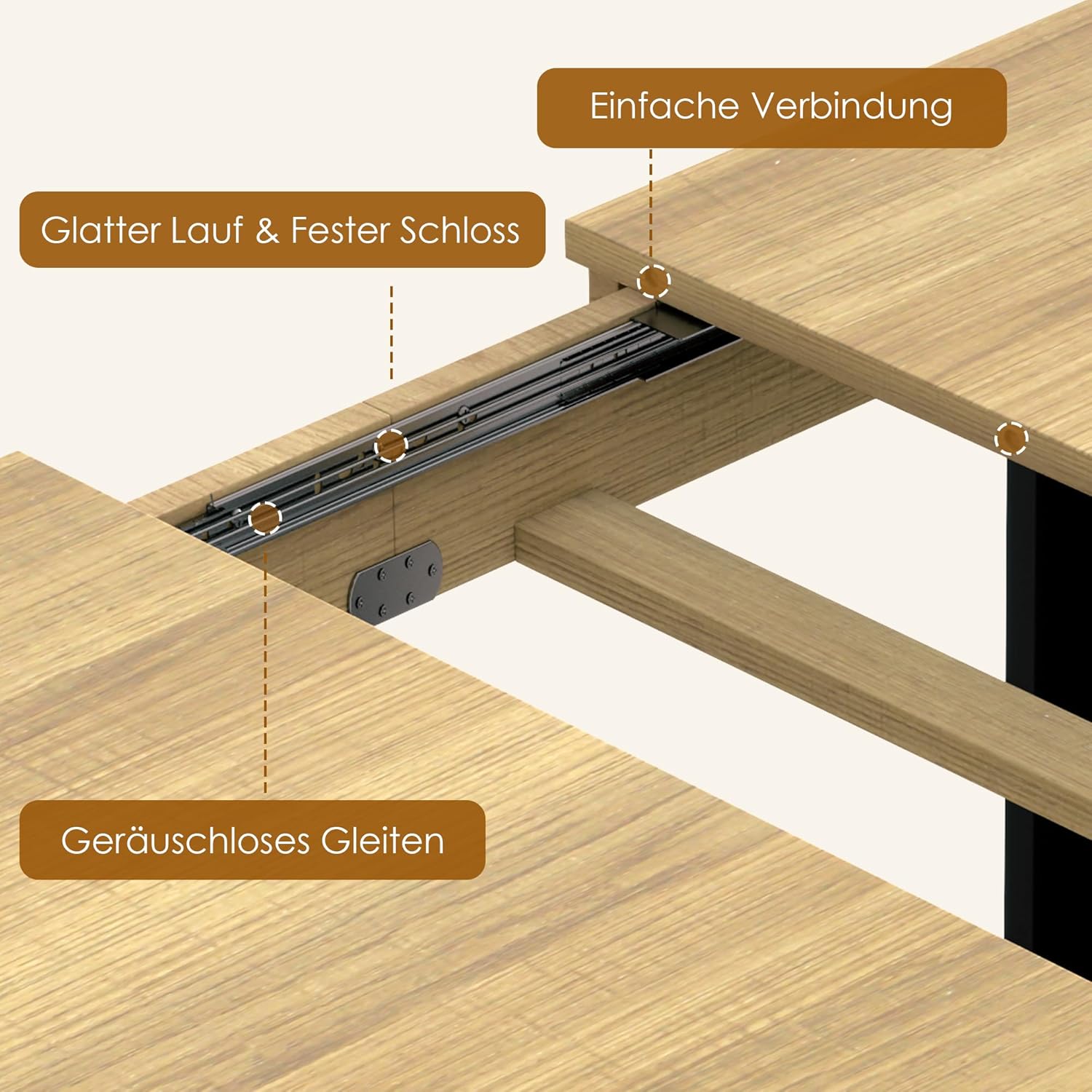 GRAVFORCE Esstisch ausziehbar 120-160cm für 2-6 Personen Esszimmertisch Moderner Küchentisch Schlichter Dining Table Hochfeste Großer Tisch für Wohnzimmer Esszimmer Wohnung