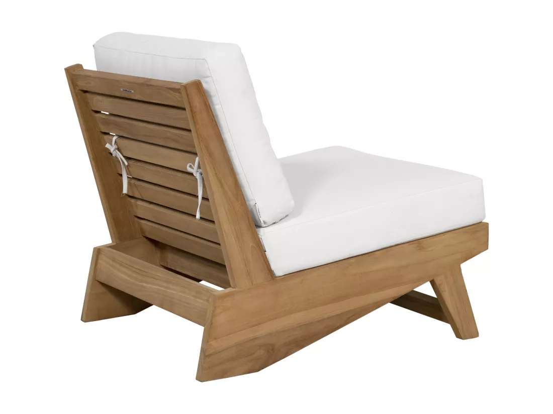 Fauteuil de jardin en teck - Naturel clair et blanc - LOMANIS de MYLIA