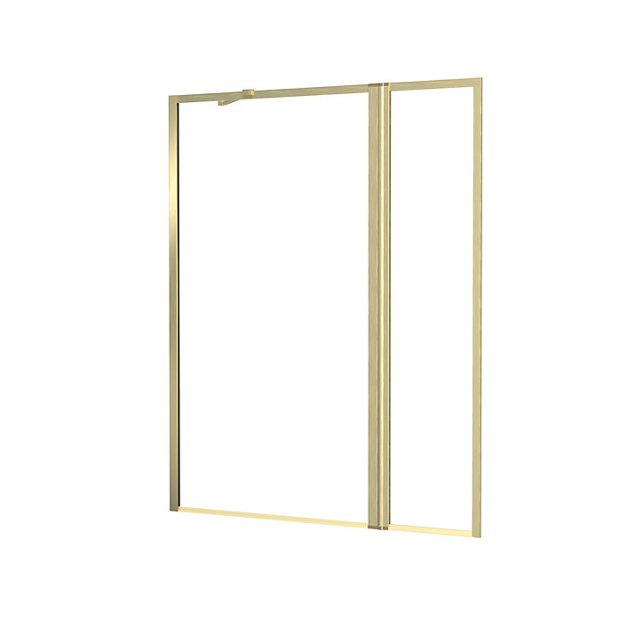 Pare-baignoire fixe avec volet pivotant 130+30 x 70 cm, profilés alu doré brossé, Galedo Golden Edge