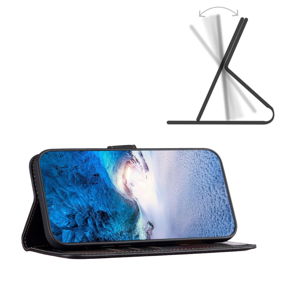 Samsung Galaxy A25 Leder Tasche Flip Cover mit Kartenfächer - Schwarz