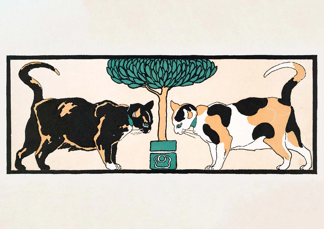 Katzen unter einem Baum von Edward Penfield