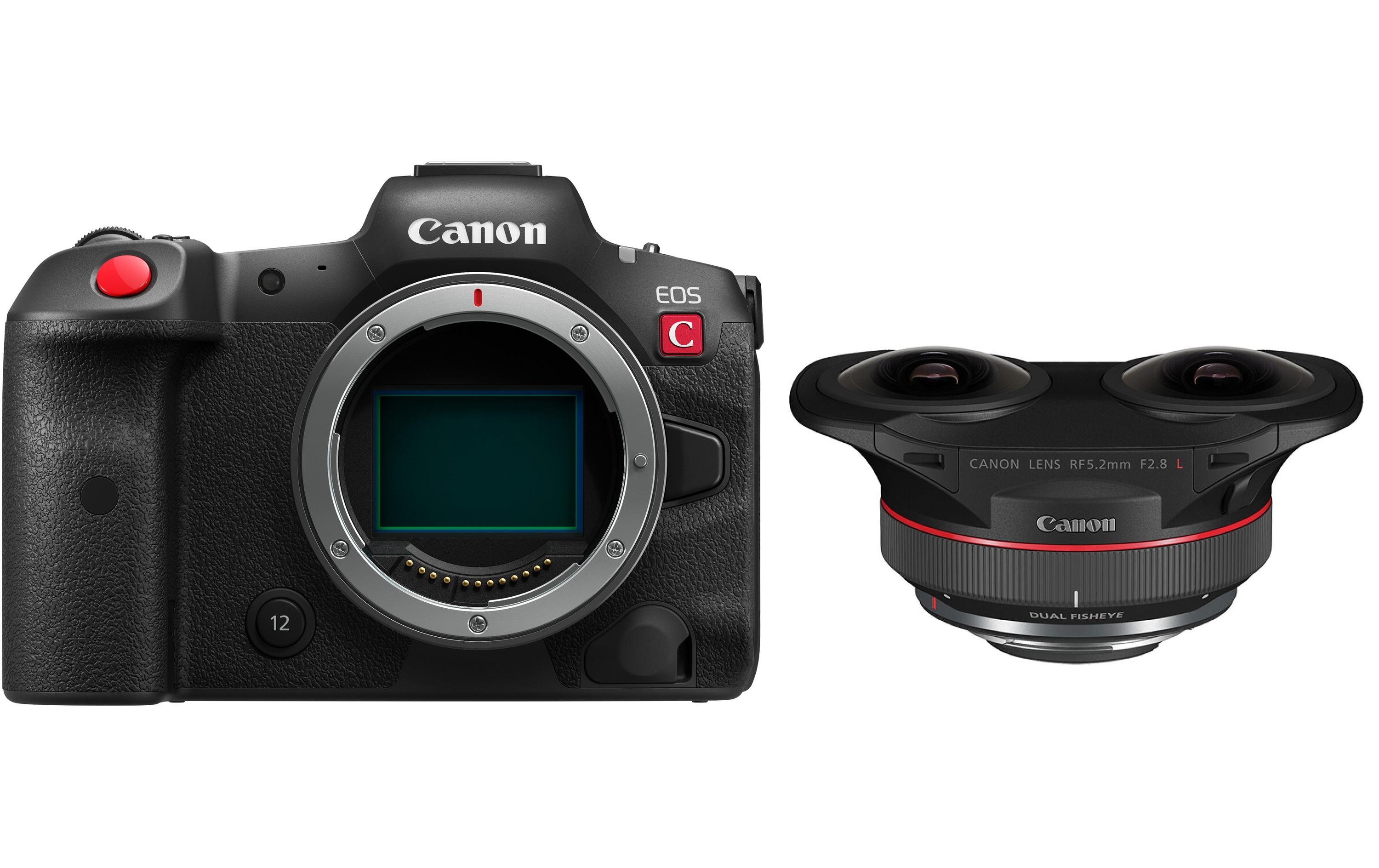 Fotokamera EOS R5 C Body RF 5.2mm Objektiv Kit<br>Canon EOS R5 C Professionelle Systemkamera für Fotografen und Videoproduzenten + Dual-Fischaugenobjektiv für Virtual-Reality-Inhalte