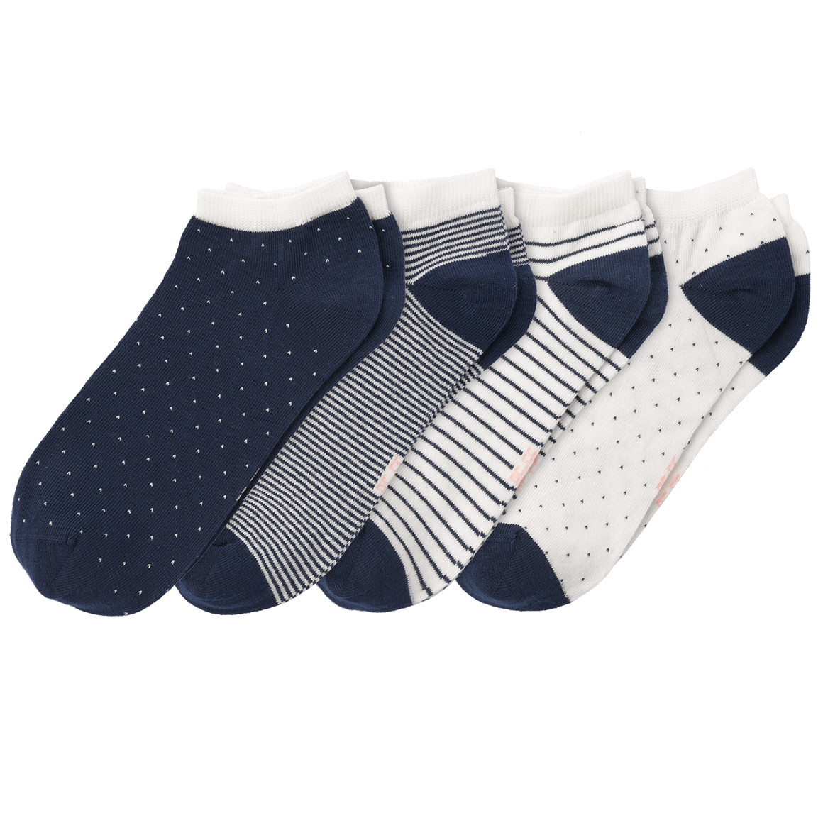Gina Benotti 4 Paar Damen Sneaker-Socken im Set dunkelblau / weiss