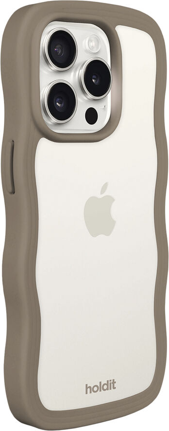 HoldIt Wavy Case iPhone 15 Pro Lysebrun