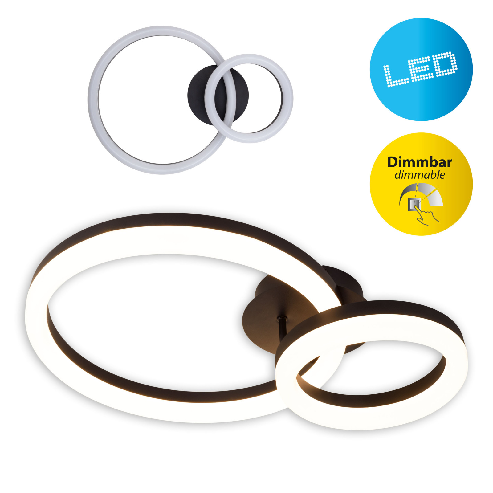 LED-Deckenleuchte CIRCULO - schwarz - dimmbar