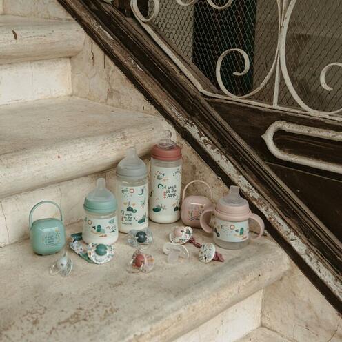 Biberon à anses 150ml Walk in the Park - Rose - SUAVINEX
