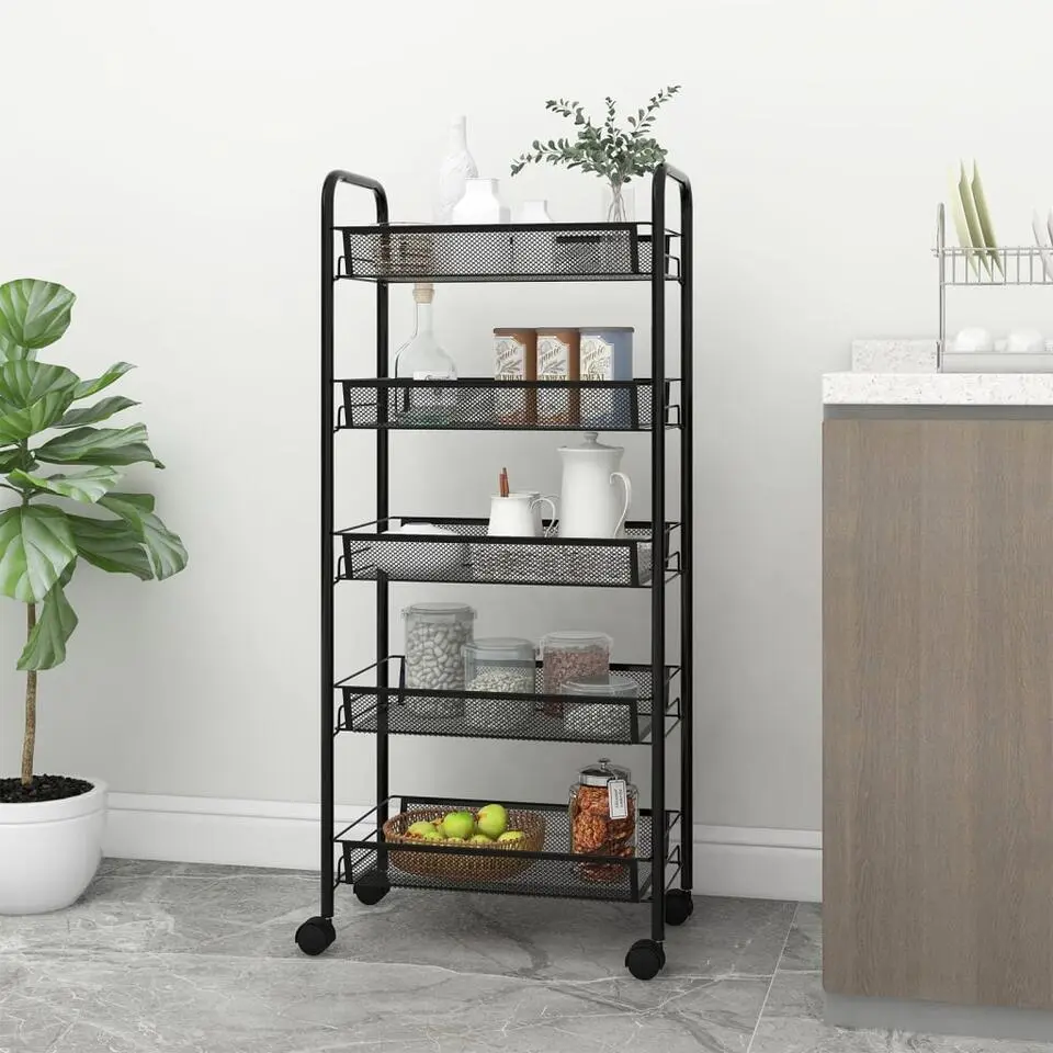 vidaXL - Keukentrolley - Zwart - IJzer - 46 x 26 x 105 cm