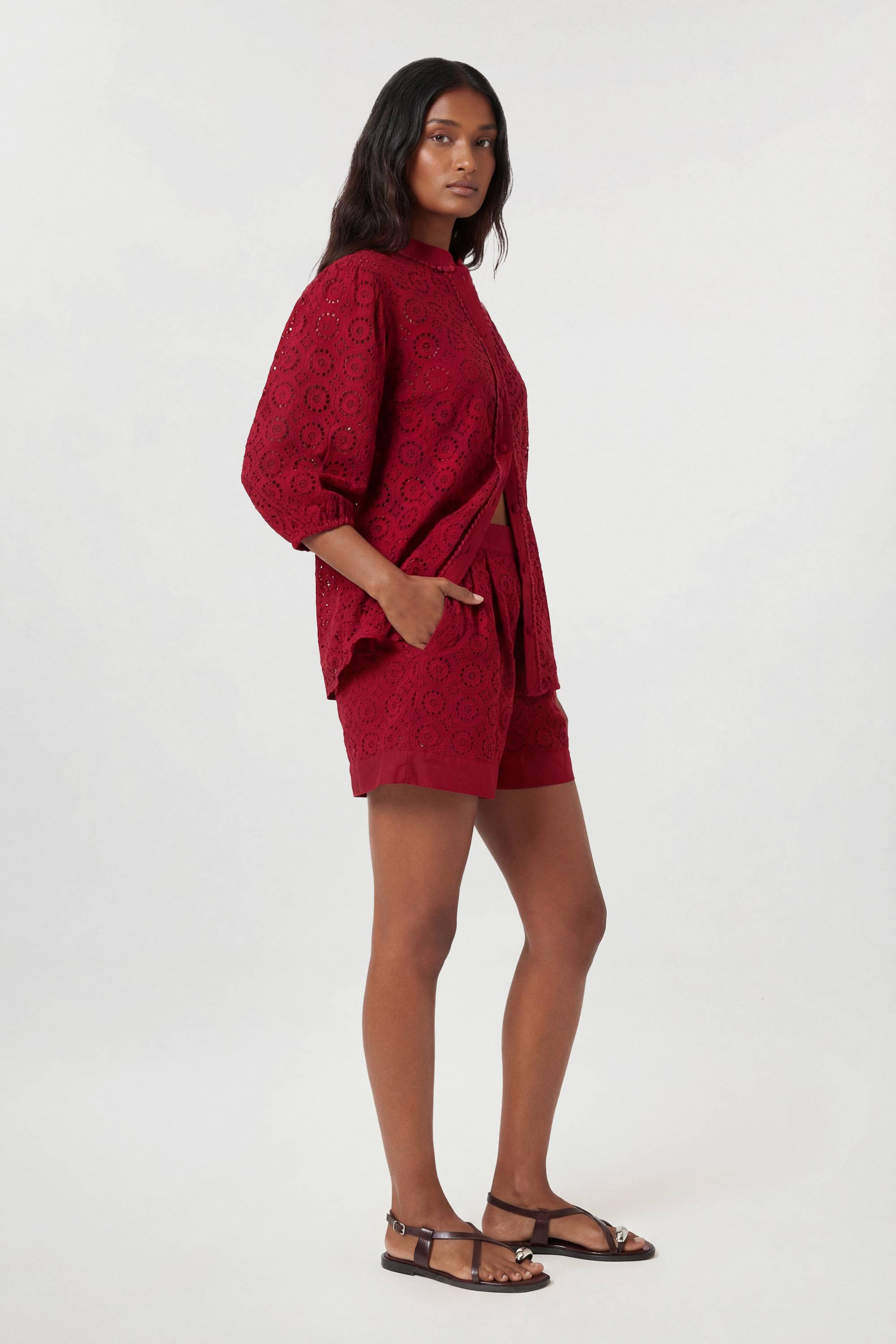 KarenMillen Short Tissé En Coton Broderie Anglaise