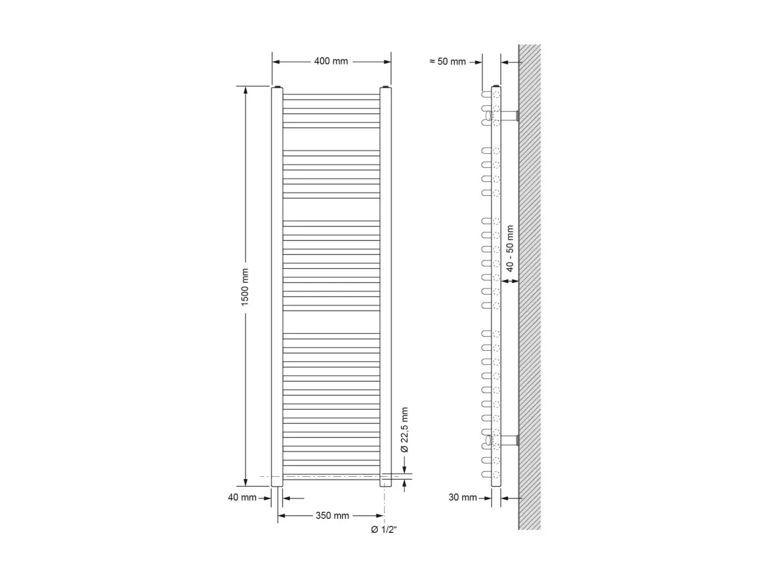 Radiateur de Salle de Bain Electrique, Blanc, Elément Chauffant 1200W, Grande Puissance