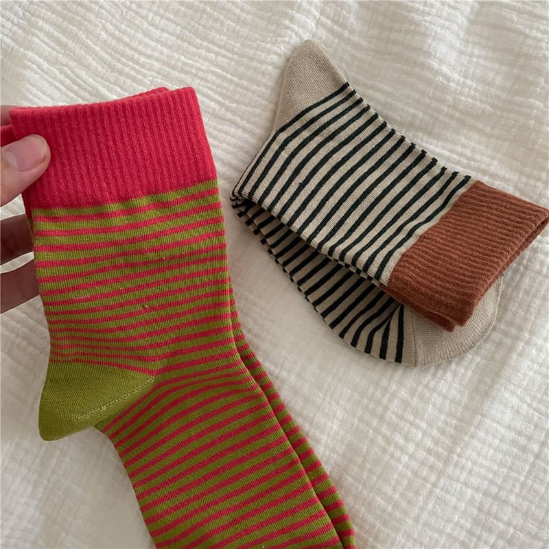 Lychee - Retro Color Block gestreepte sokken