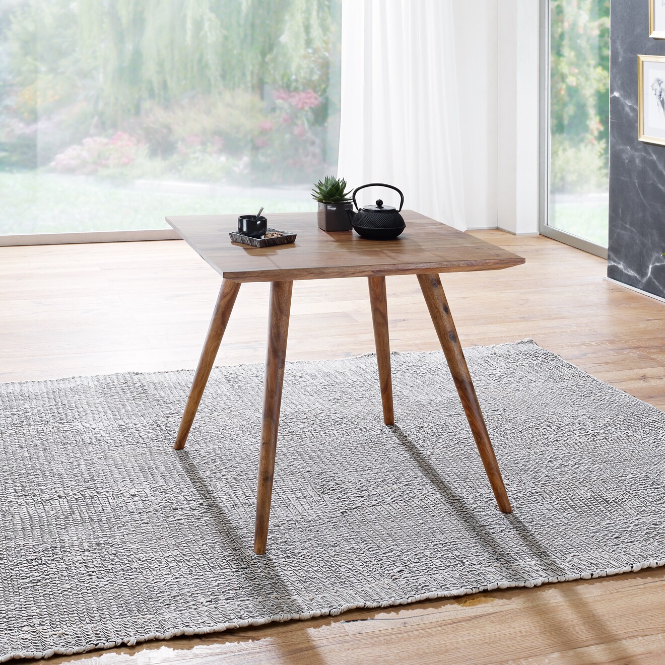 KADIMA DESIGN Retro Landhausstil Esstisch Massivholz - Braun, 80 x 80 x 76 cm, Handgefertigt, KADIMA DESIGN