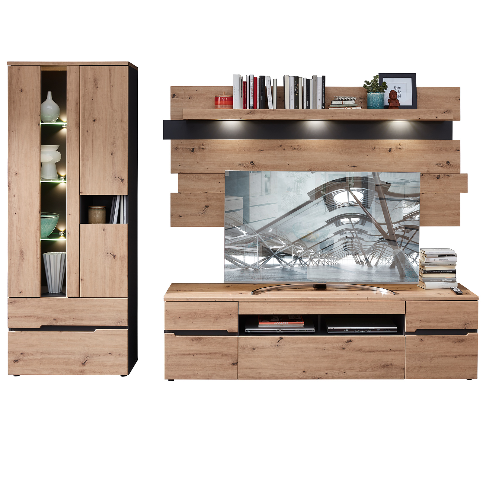 Wandpaneel - Artisan Eiche - Graphit - 202 cm